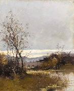 Eugene Galien-Laloue On the riverbank oil
